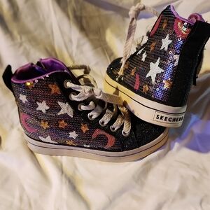 Skechers Kids' Glitter High-Tops - Black and Purple